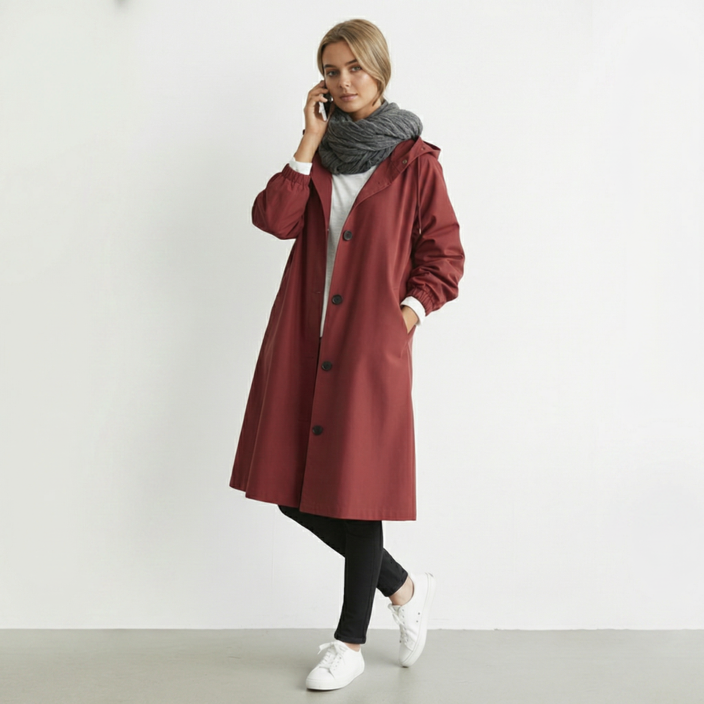 Trench Impermeabile da Donna con Cappuccio in Cotone - Giacca Invernale Elegante