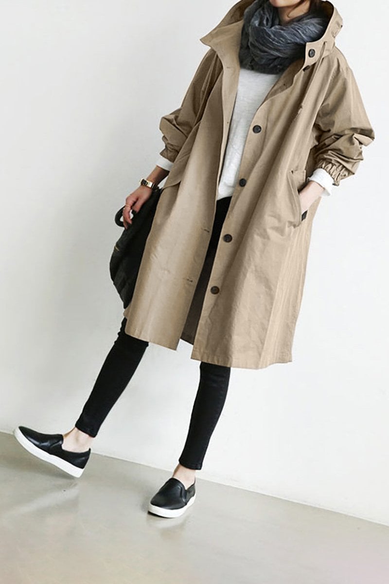 Trench Impermeabile da Pioggia con Cappuccio - Leggero ed Elegante