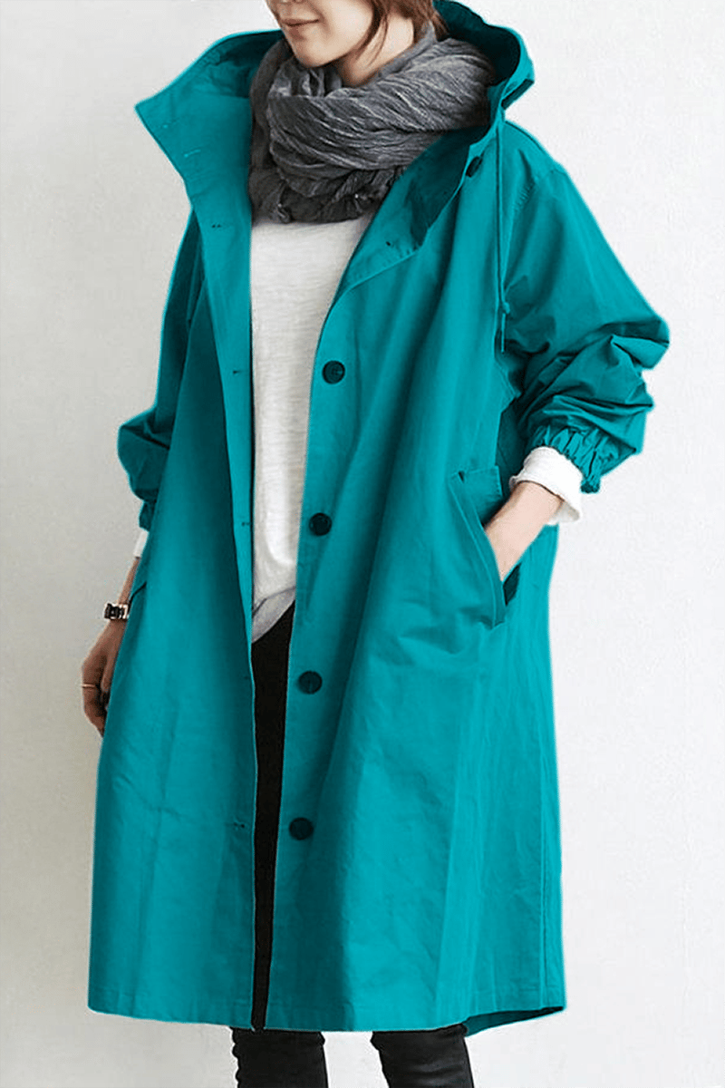 Trench Impermeabile da Pioggia con Cappuccio - Leggero ed Elegante