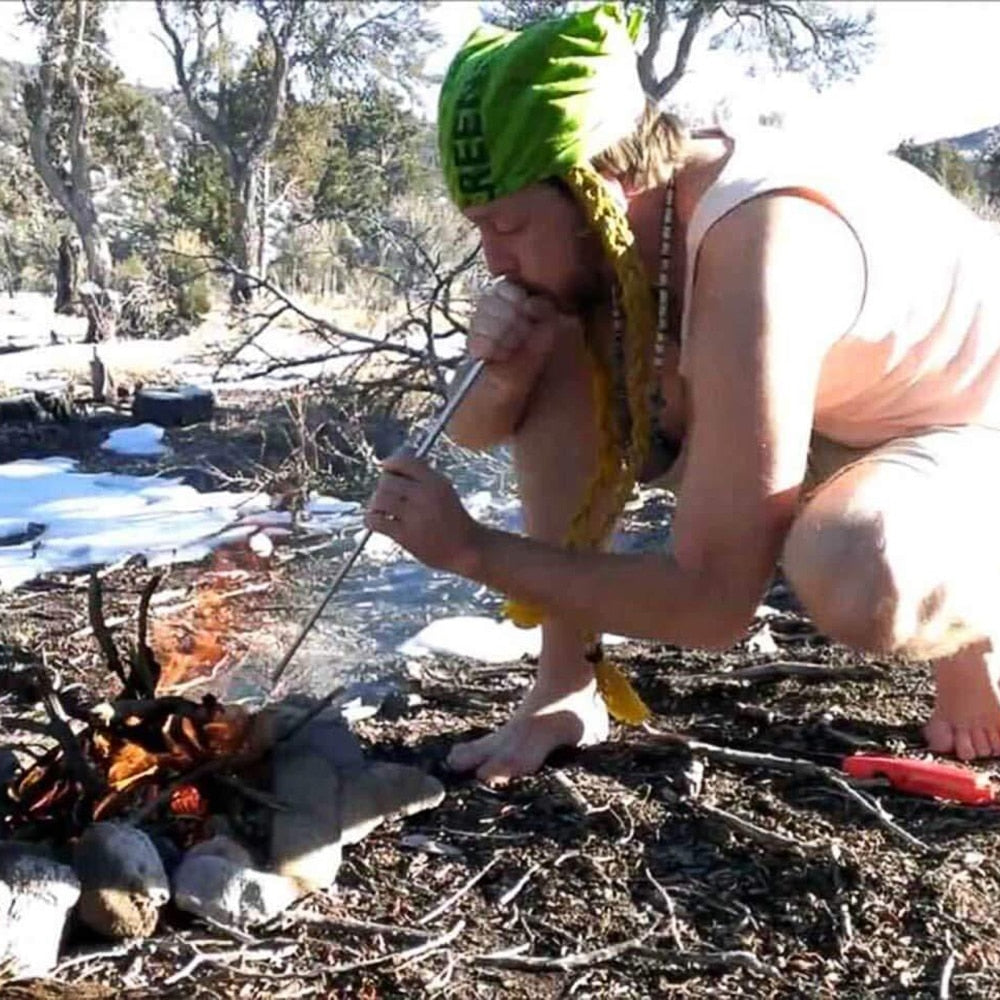 Tubo soffiante pieghevole per fuoco in acciaio inossidabile da campeggio