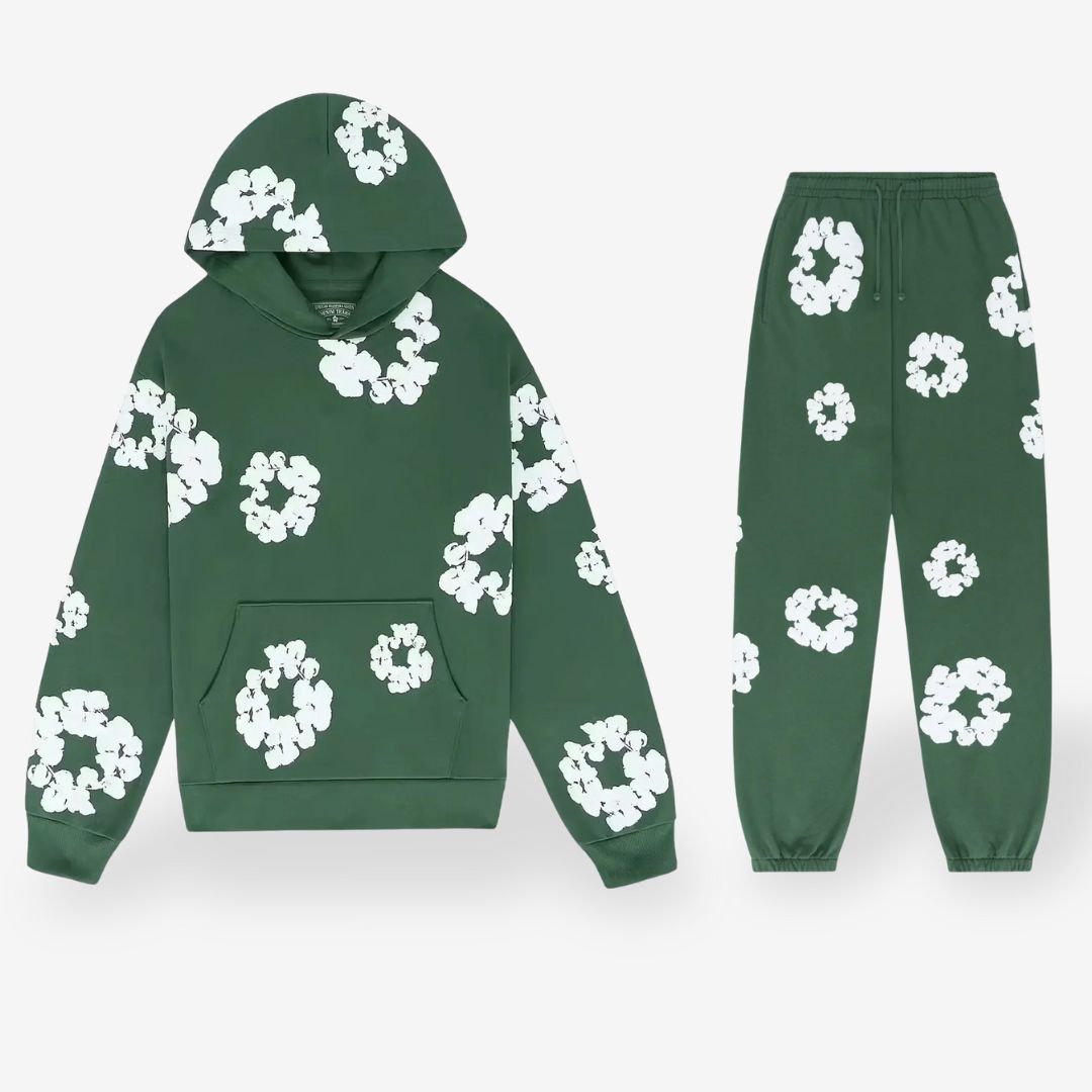Tuta ginnica a fantasia floreale - Felpa con cappuccio e pantaloni | Unisex e comoda
