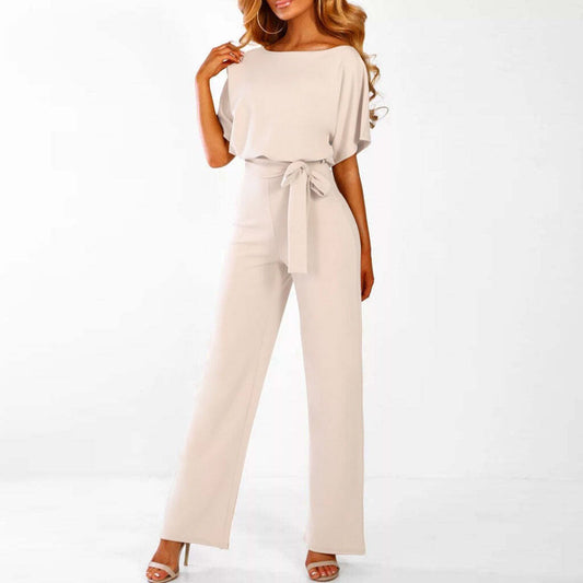 Tuta Intera da Donna a Gamba Larga - A Maniche Corte con Cintura