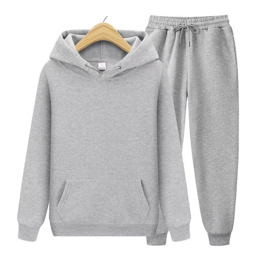 Tuta sportiva unisex due pezzi con felpa con cappuccio e pantaloni da tuta in morbido tessuto e vestibilità comoda