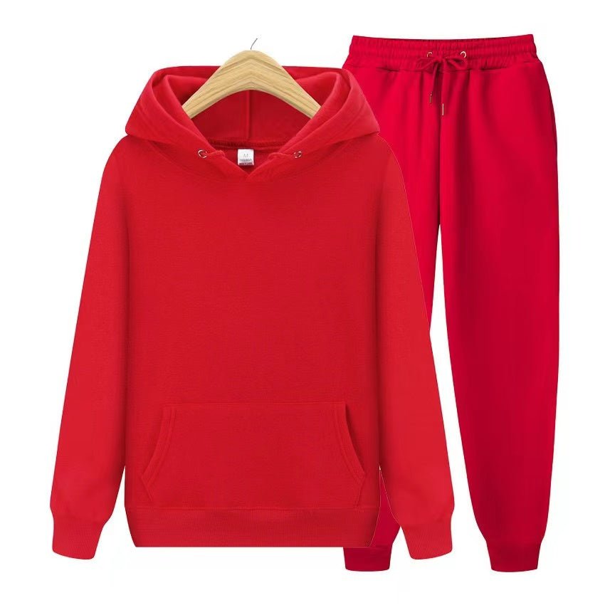 Tuta sportiva unisex due pezzi con felpa con cappuccio e pantaloni da tuta in morbido tessuto e vestibilità comoda