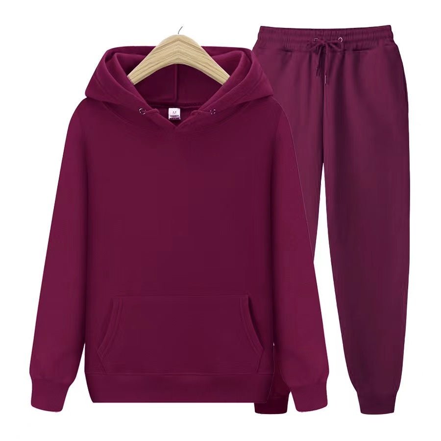 Tuta sportiva unisex due pezzi con felpa con cappuccio e pantaloni da tuta in morbido tessuto e vestibilità comoda