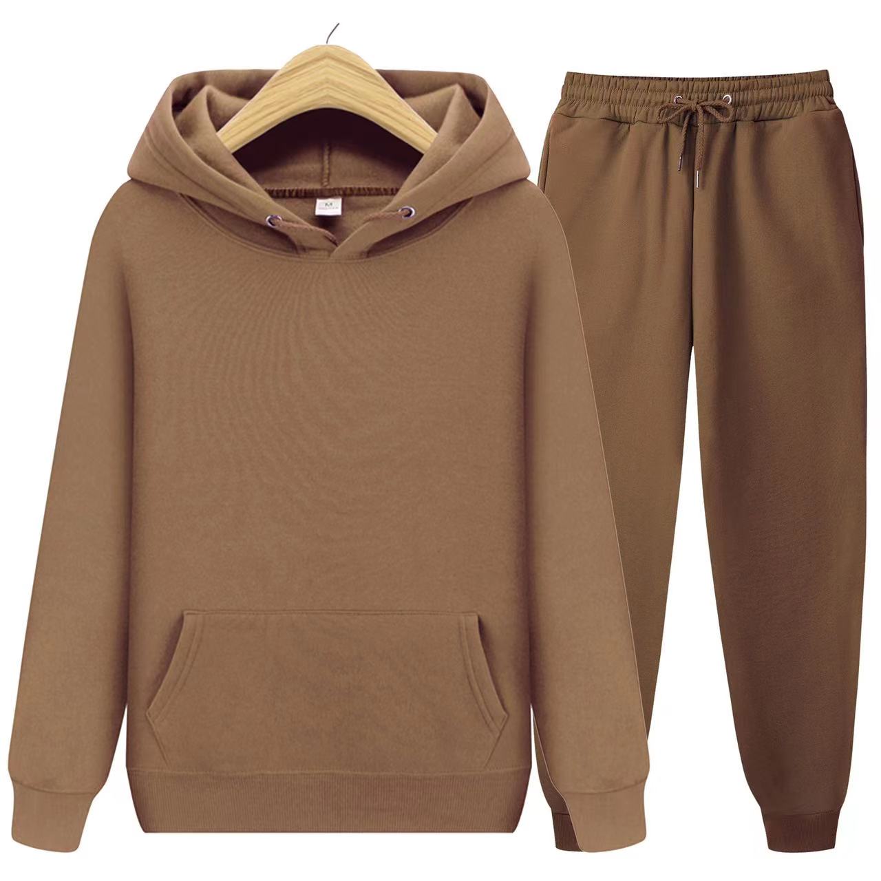 Tuta sportiva unisex due pezzi con felpa con cappuccio e pantaloni da tuta in morbido tessuto e vestibilità comoda