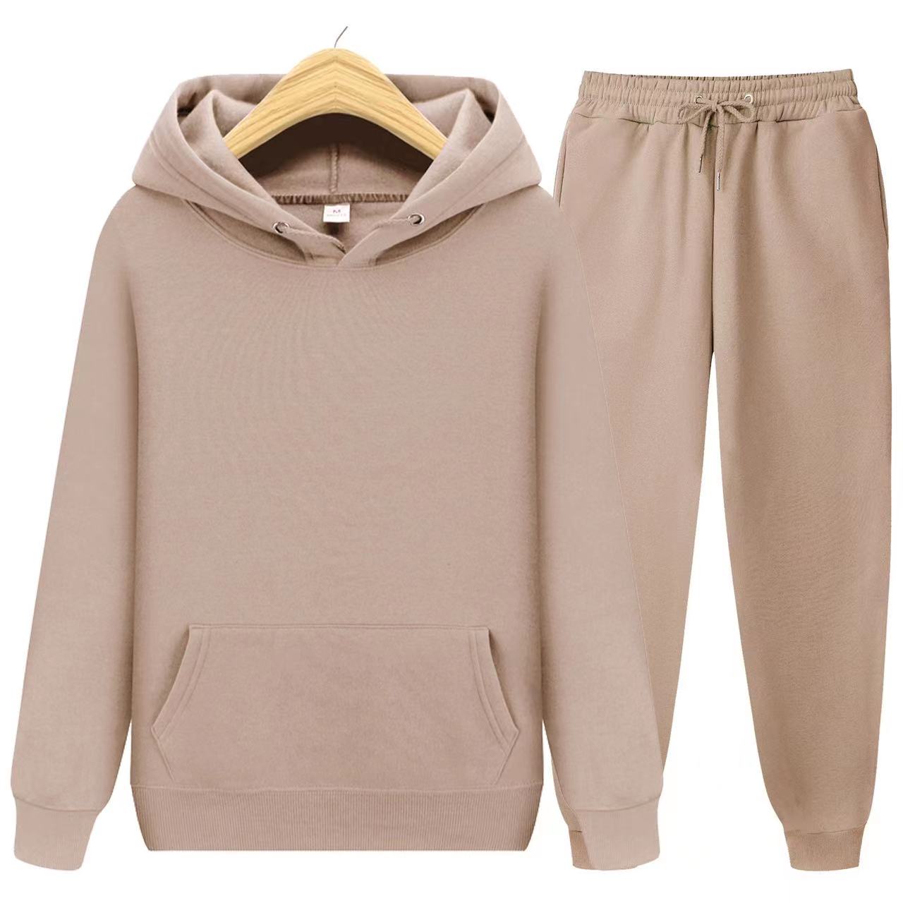 Tuta sportiva unisex due pezzi con felpa con cappuccio e pantaloni da tuta in morbido tessuto e vestibilità comoda