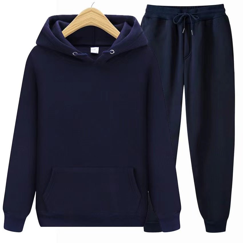 Tuta sportiva unisex due pezzi con felpa con cappuccio e pantaloni da tuta in morbido tessuto e vestibilità comoda