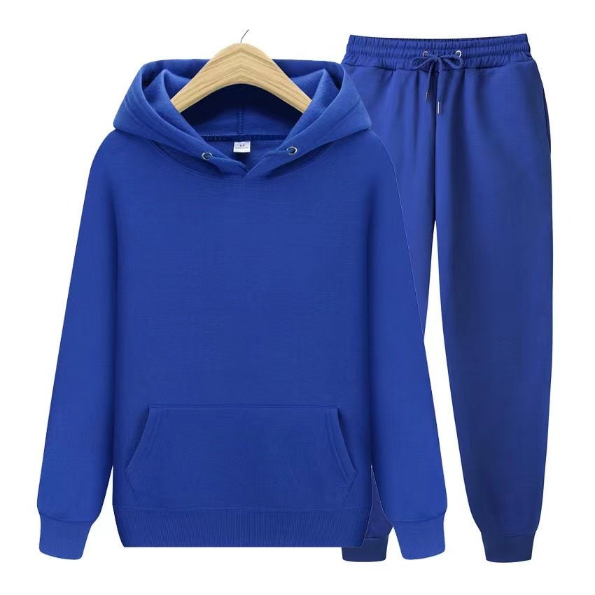Tuta sportiva unisex due pezzi con felpa con cappuccio e pantaloni da tuta in morbido tessuto e vestibilità comoda