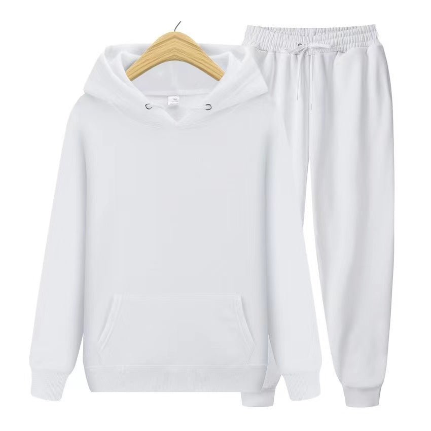 Tuta sportiva unisex due pezzi con felpa con cappuccio e pantaloni da tuta in morbido tessuto e vestibilità comoda