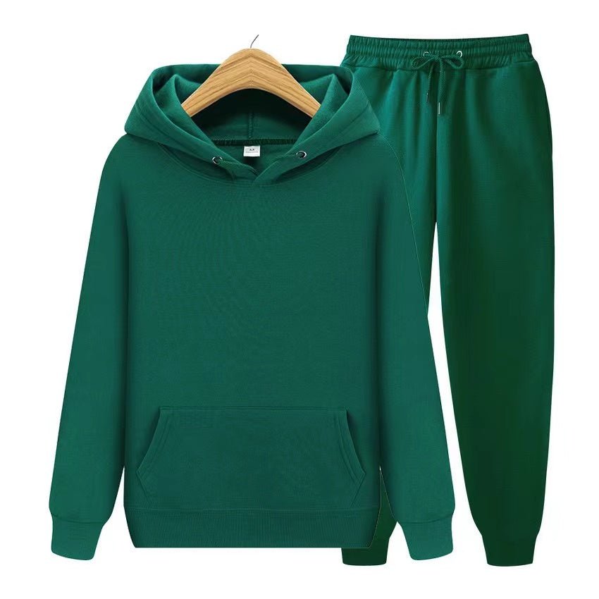 Tuta sportiva unisex due pezzi con felpa con cappuccio e pantaloni da tuta in morbido tessuto e vestibilità comoda