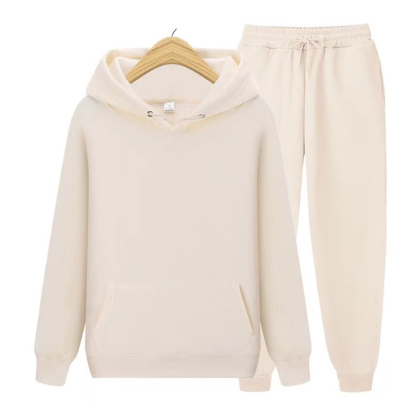 Tuta sportiva unisex due pezzi con felpa con cappuccio e pantaloni da tuta in morbido tessuto e vestibilità comoda