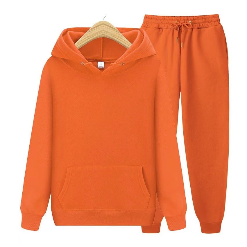Tuta sportiva unisex due pezzi con felpa con cappuccio e pantaloni da tuta in morbido tessuto e vestibilità comoda