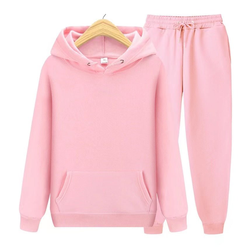Tuta sportiva unisex due pezzi con felpa con cappuccio e pantaloni da tuta in morbido tessuto e vestibilità comoda