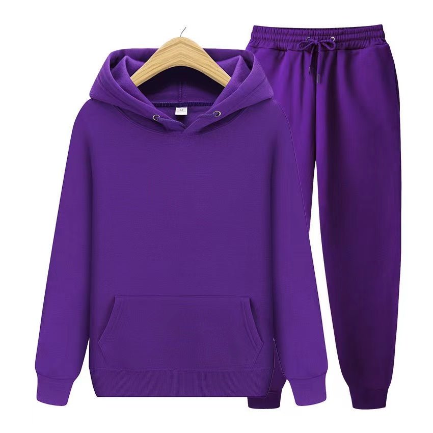 Tuta sportiva unisex due pezzi con felpa con cappuccio e pantaloni da tuta in morbido tessuto e vestibilità comoda