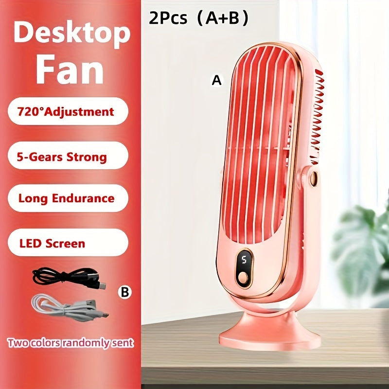 Ventilatore Condizionatore Portatile - Batteria Capiente, Doppio Motore, Raffrescatore d'Aria a 5 Velocità con Ventilazione a 720° - Ideale per Ufficio, Camping, Camper, Ventilatore USB - Ottima Idea Regalo per Ringraziamento, Halloween, Natale