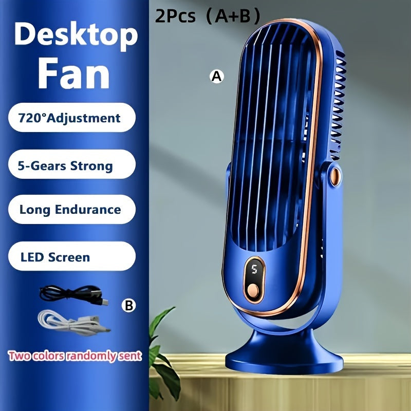 Ventilatore Condizionatore Portatile - Batteria Capiente, Doppio Motore, Raffrescatore d'Aria a 5 Velocità con Ventilazione a 720° - Ideale per Ufficio, Camping, Camper, Ventilatore USB - Ottima Idea Regalo per Ringraziamento, Halloween, Natale