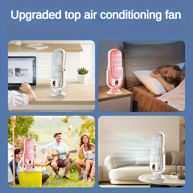 Ventilatore Condizionatore Portatile - Batteria Capiente, Doppio Motore, Raffrescatore d'Aria a 5 Velocità con Ventilazione a 720° - Ideale per Ufficio, Camping, Camper, Ventilatore USB - Ottima Idea Regalo per Ringraziamento, Halloween, Natale