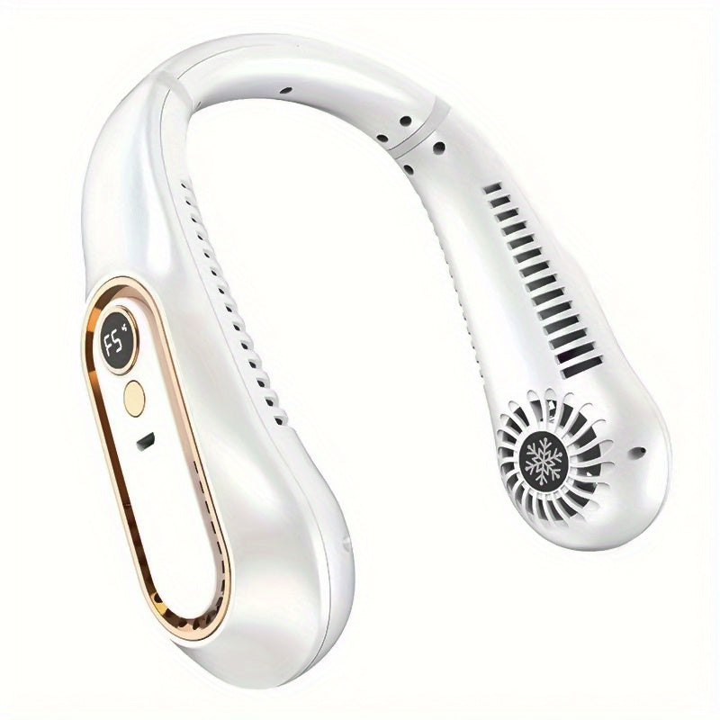 Ventilatore da collo senza pale ricaricabile tramite USB con 5 velocità e display digitale