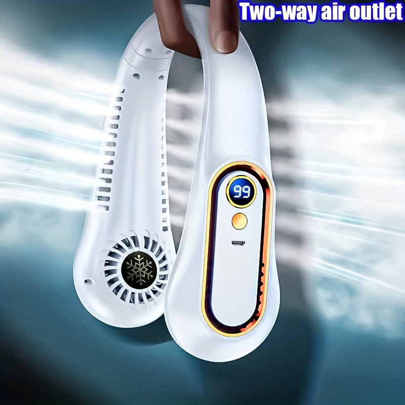 Ventilatore da collo senza pale ricaricabile tramite USB con 5 velocità e display digitale