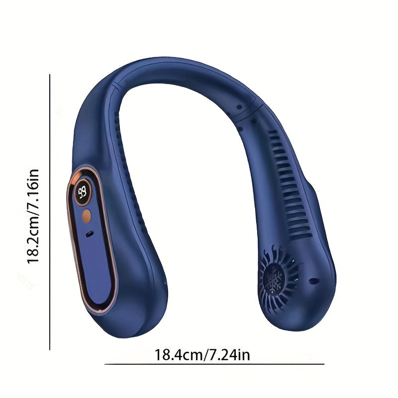 Ventilatore da collo senza pale ricaricabile tramite USB con 5 velocità e display digitale