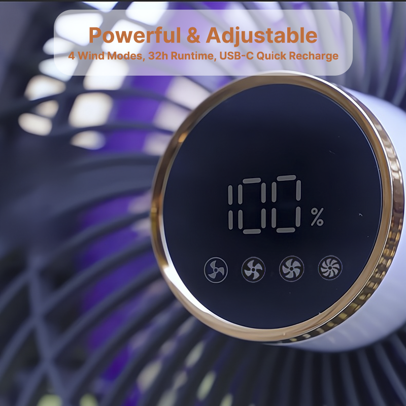 Ventilatore da Esterno Senza Fili con Luce LED - 20000mAh