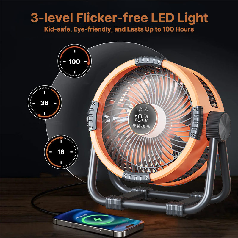 Ventilatore da Esterno Senza Fili con Luce LED - 20000mAh
