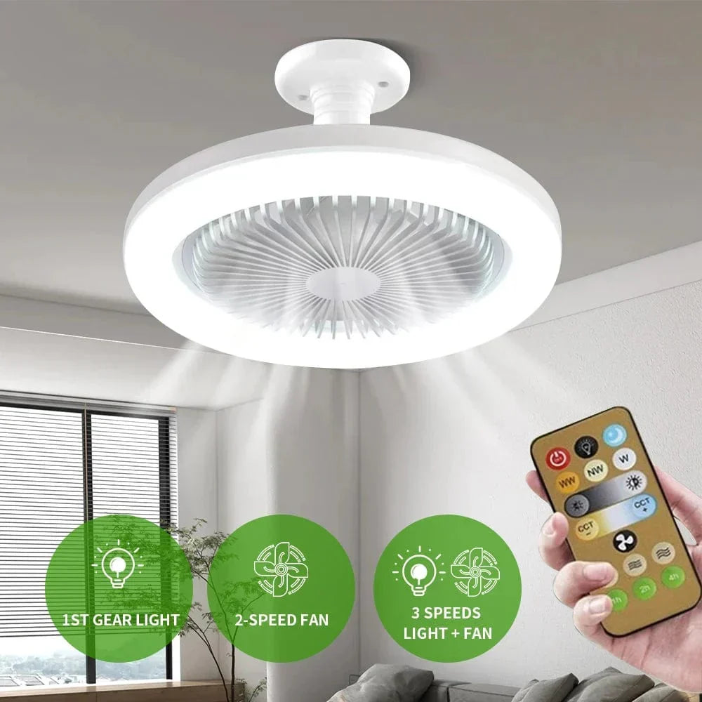 Ventilatore da soffitto a LED con lampada E27 per soggiorno e camera da letto