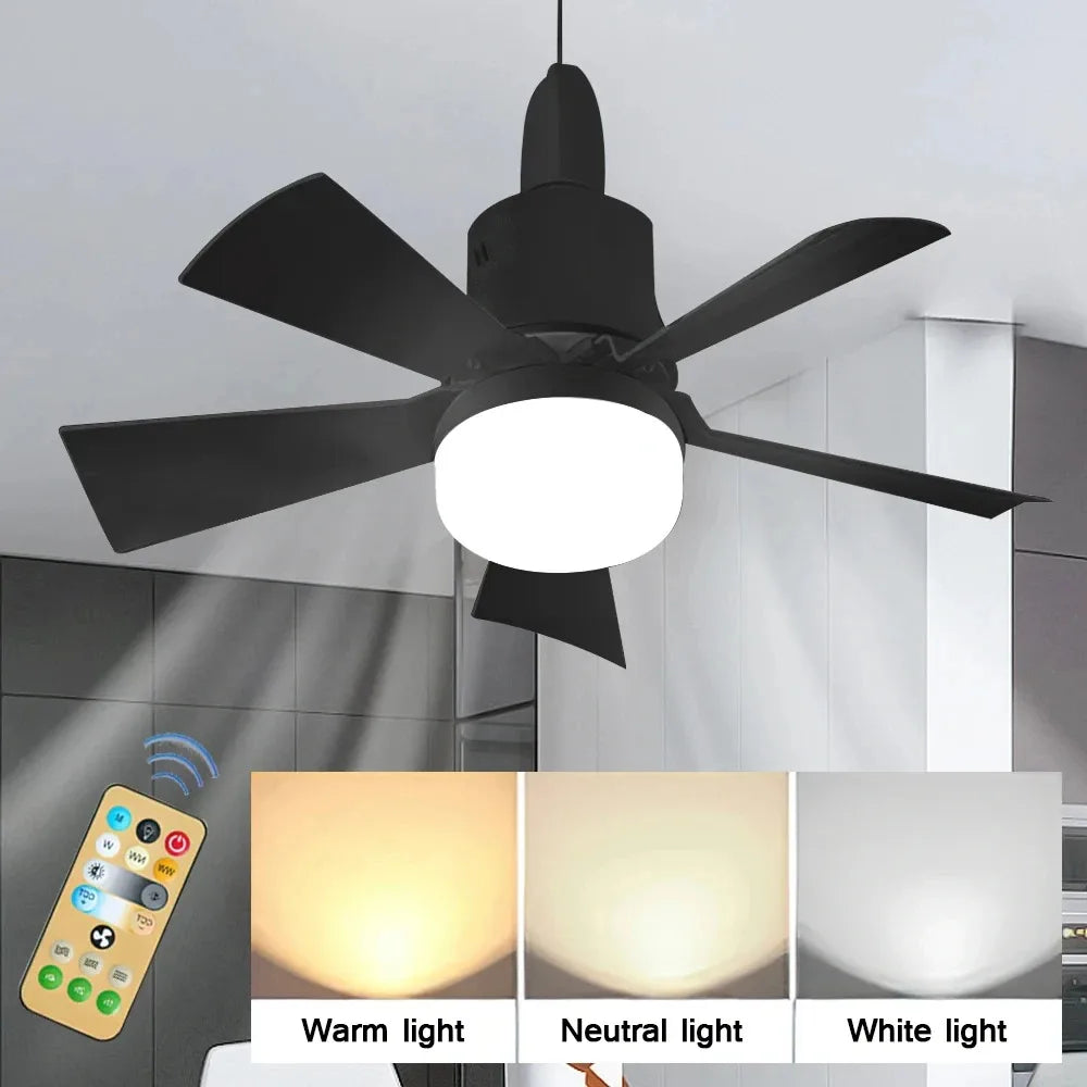 Ventilatore da Soffitto con Luce LED 30W E27 e Telecomando - Ventilatore Silenzioso Smart con Luce Dimmerabile per Camera da Letto e Soggiorno