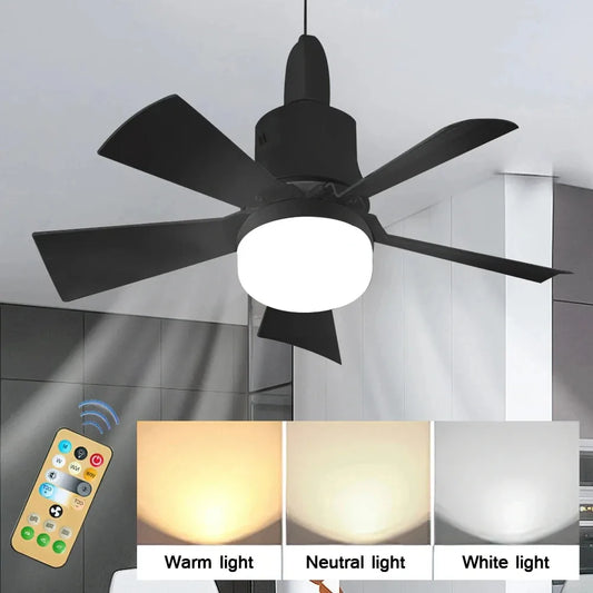 Ventilatore da Soffitto con Luce LED 30W E27 e Telecomando - Ventilatore Silenzioso Smart con Luce Dimmerabile per Camera da Letto e Soggiorno