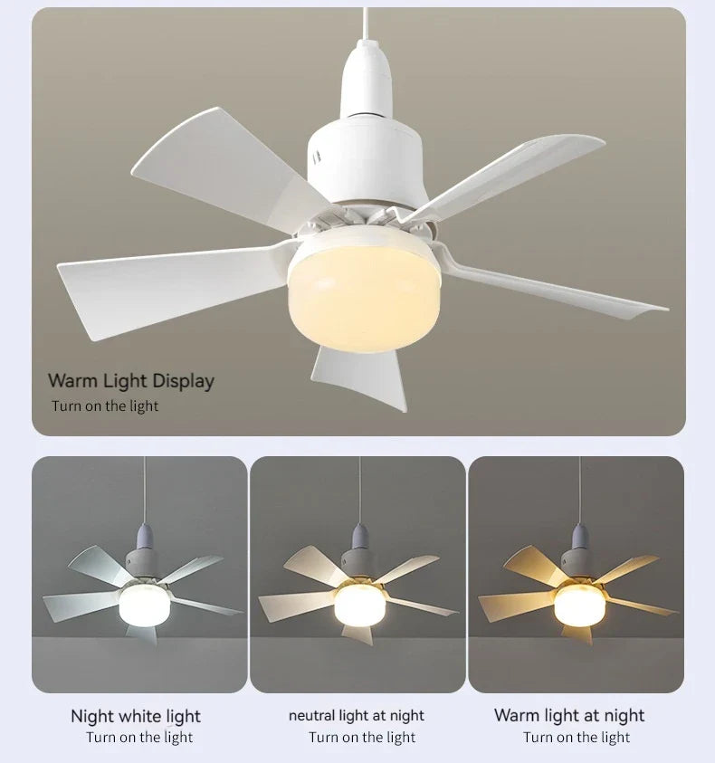 Ventilatore da Soffitto con Luce LED 30W E27 e Telecomando - Ventilatore Silenzioso Smart con Luce Dimmerabile per Camera da Letto e Soggiorno
