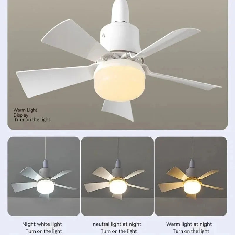Ventilatore da Soffitto con Luce LED 30W E27 e Telecomando - Ventilatore Silenzioso Smart con Luce Dimmerabile per Camera da Letto e Soggiorno