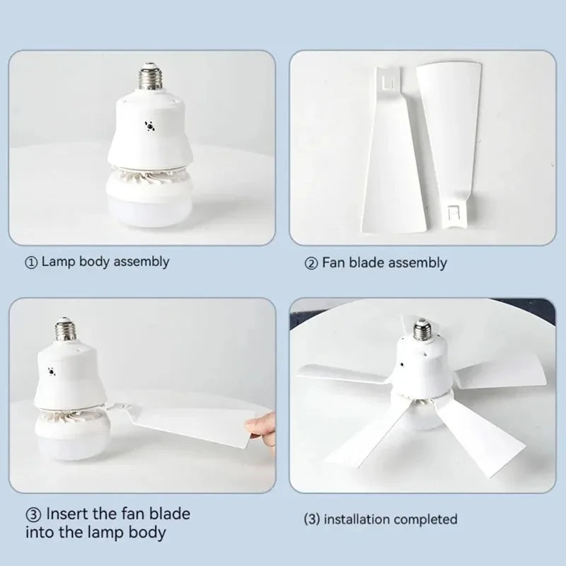 Ventilatore da Soffitto con Luce LED 30W E27 e Telecomando - Ventilatore Silenzioso Smart con Luce Dimmerabile per Camera da Letto e Soggiorno