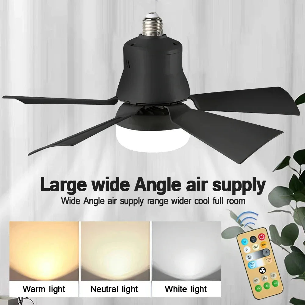 Ventilatore da Soffitto con Luce LED 30W E27 e Telecomando - Ventilatore Silenzioso Smart con Luce Dimmerabile per Camera da Letto e Soggiorno
