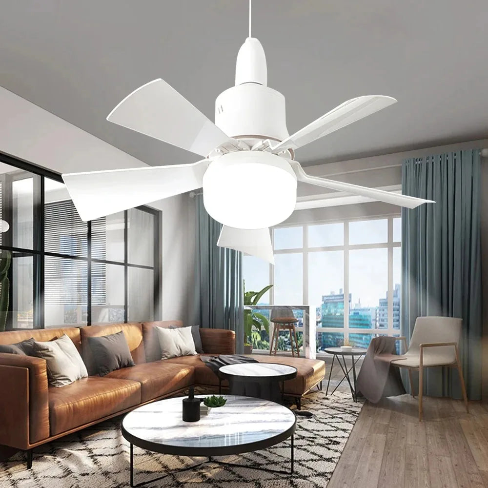 Ventilatore da Soffitto con Luce LED 30W E27 e Telecomando - Ventilatore Silenzioso Smart con Luce Dimmerabile per Camera da Letto e Soggiorno