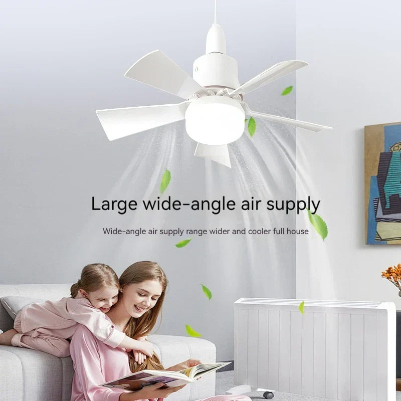 Ventilatore da Soffitto con Luce LED 30W E27 e Telecomando - Ventilatore Silenzioso Smart con Luce Dimmerabile per Camera da Letto e Soggiorno
