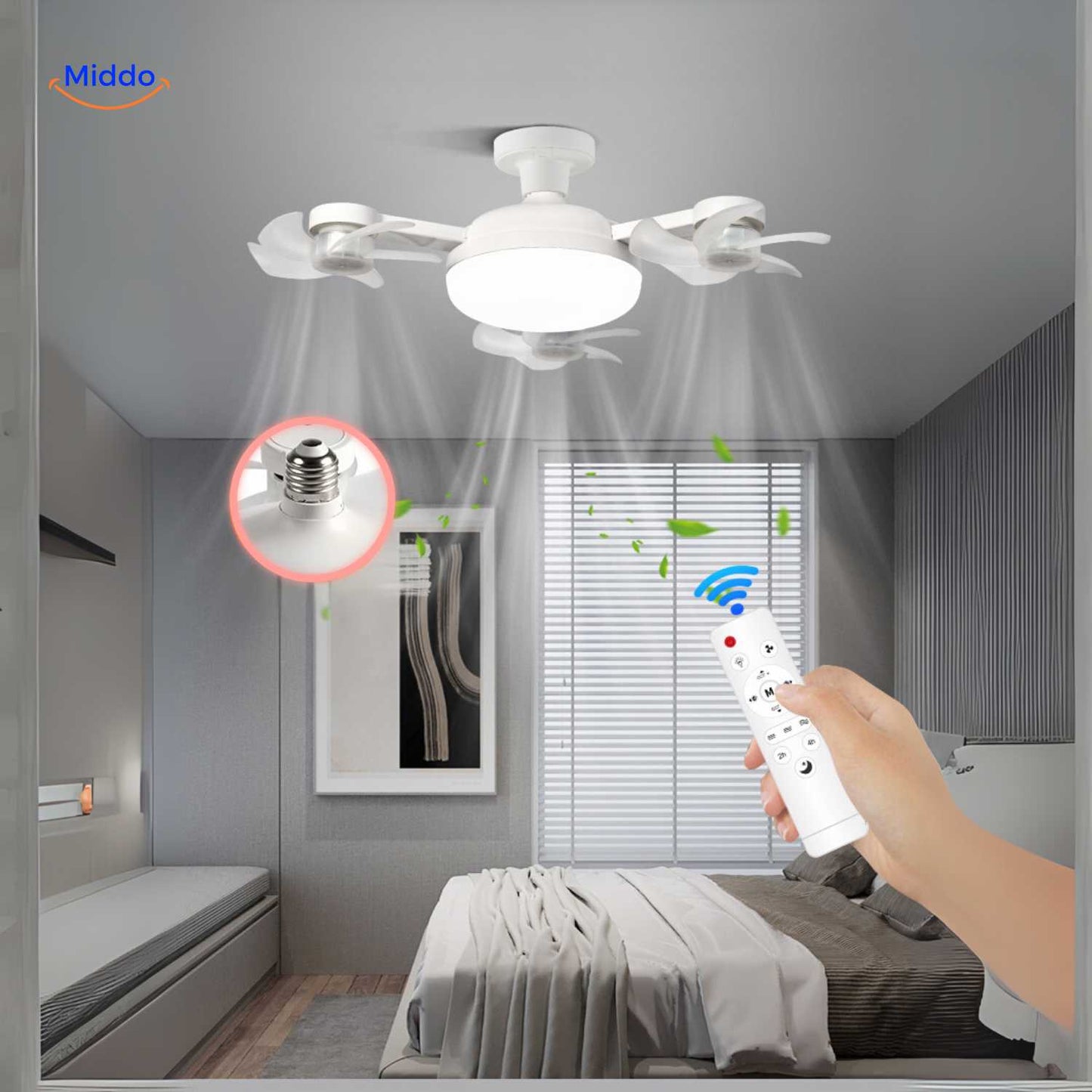 Ventilatore da Soffitto con Luce | LED, Attacco E27 e Design Elegante per Soffitto