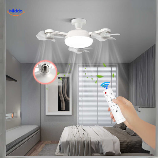 Ventilatore da Soffitto con Luce | LED, Attacco E27 e Design Elegante per Soffitto