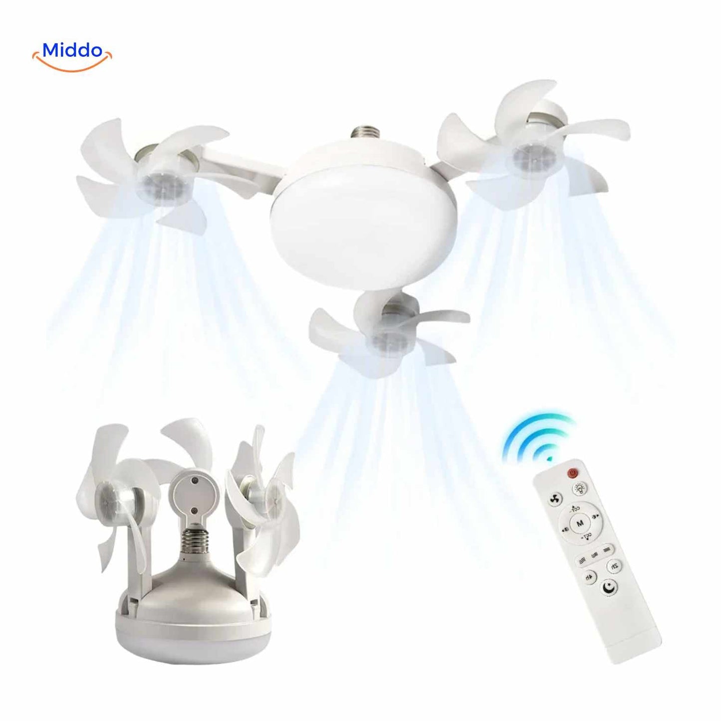 Ventilatore da Soffitto con Luce | LED, Attacco E27 e Design Elegante per Soffitto