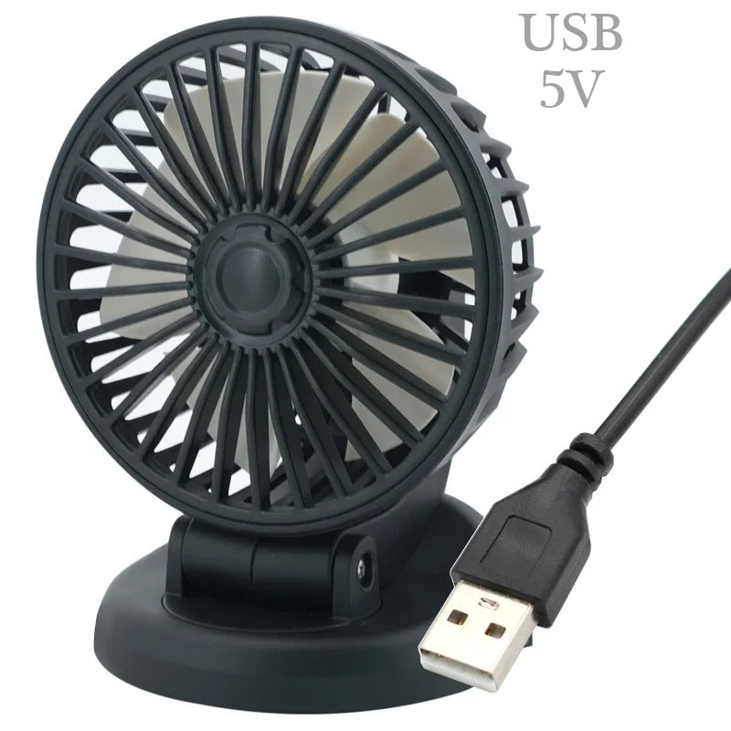 Ventilatore per Auto 12V/24V/5V | USB o Accendisigari | Girevole e Compatto | Per Auto, Camion, SUV, Camper e Ufficio