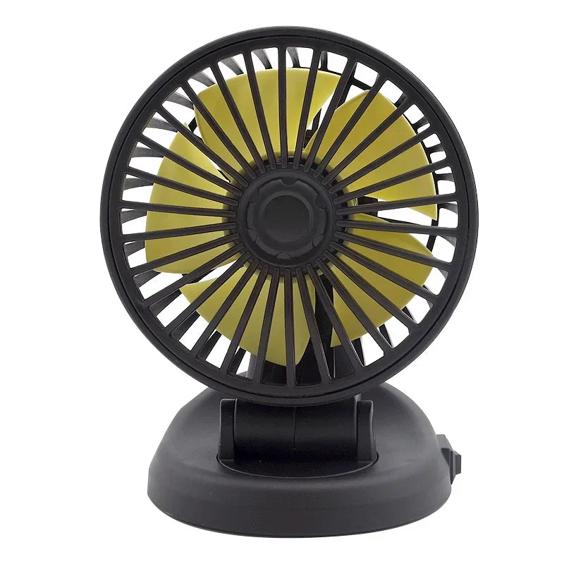Ventilatore per Auto 12V/24V/5V | USB o Accendisigari | Girevole e Compatto | Per Auto, Camion, SUV, Camper e Ufficio