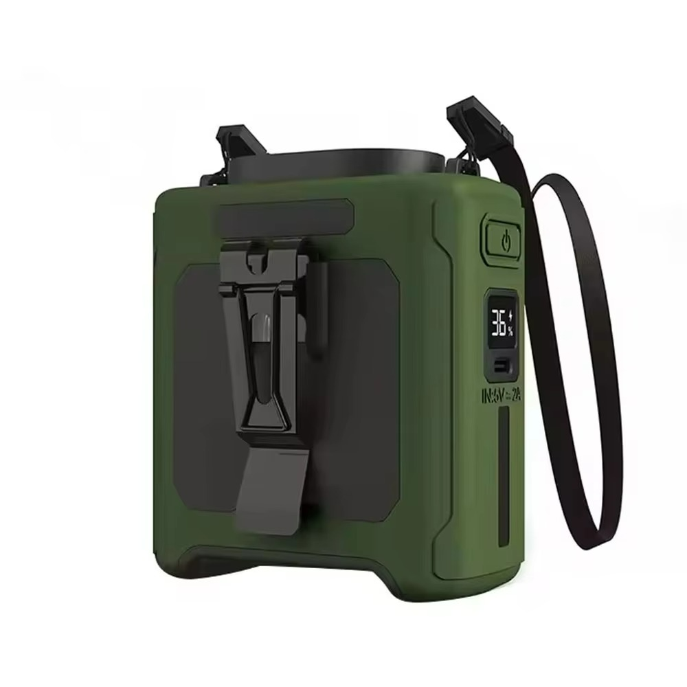 Ventilatore Portatile da Vita – Raffreddamento a Mani Libere con Power Bank Integrato e Torcia a LED