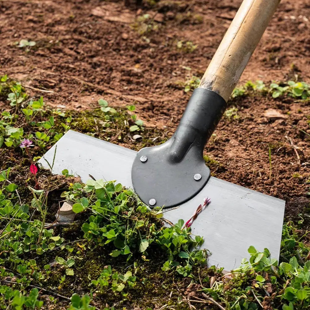 Zappa da giardino con lama larga e piatta e manico in legno per erbacce, muschio e alghe